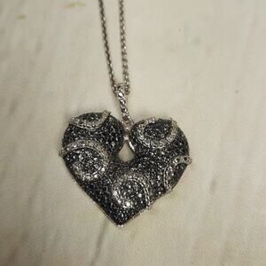 Silver‎ Heart Pendant on Silver Chain Necklace Thai FAS Fused Alloyed Silver